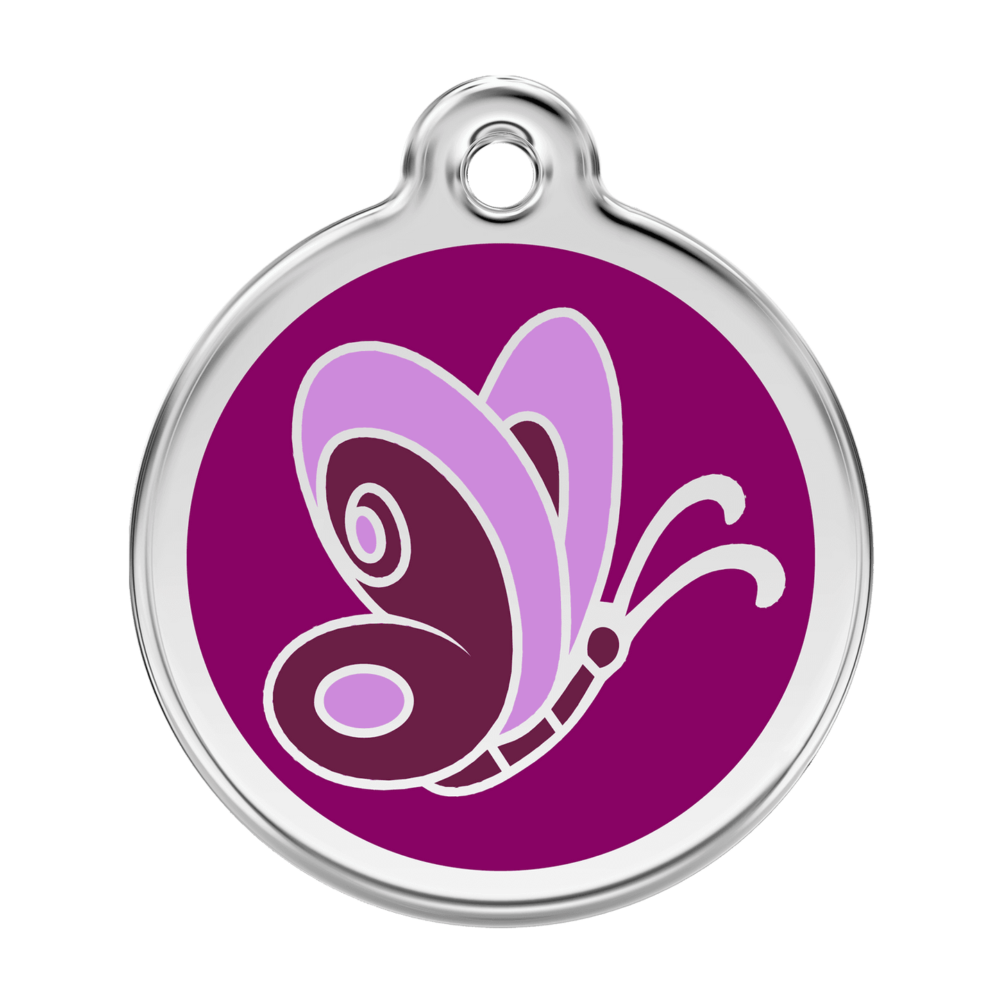  Red Dingo Stainless Steel Engraved Dog Tag Butterfly Purple