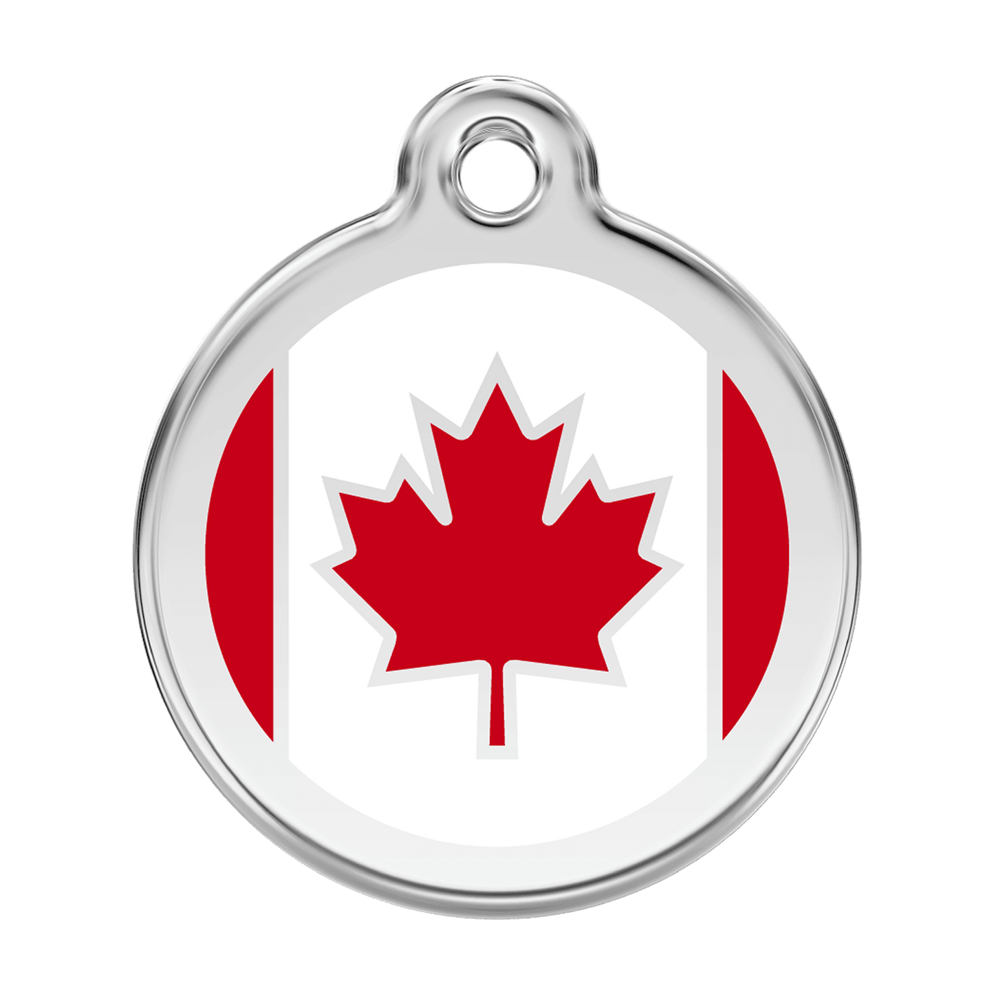  Red Dingo Stainless Steel Engraved Dog Tag Canadian Flag Red