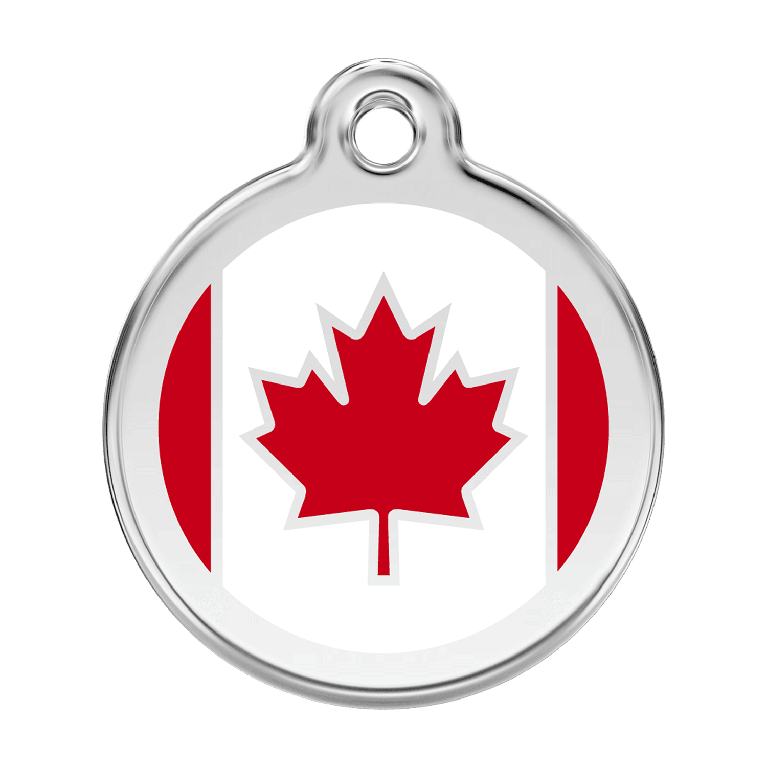  Red Dingo Stainless Steel Engraved Dog Tag Canadian Flag Red