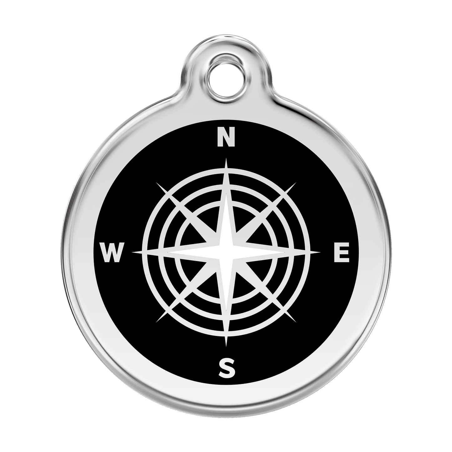  Red Dingo Stainless Steel Engraved Dog Tag Compass Black