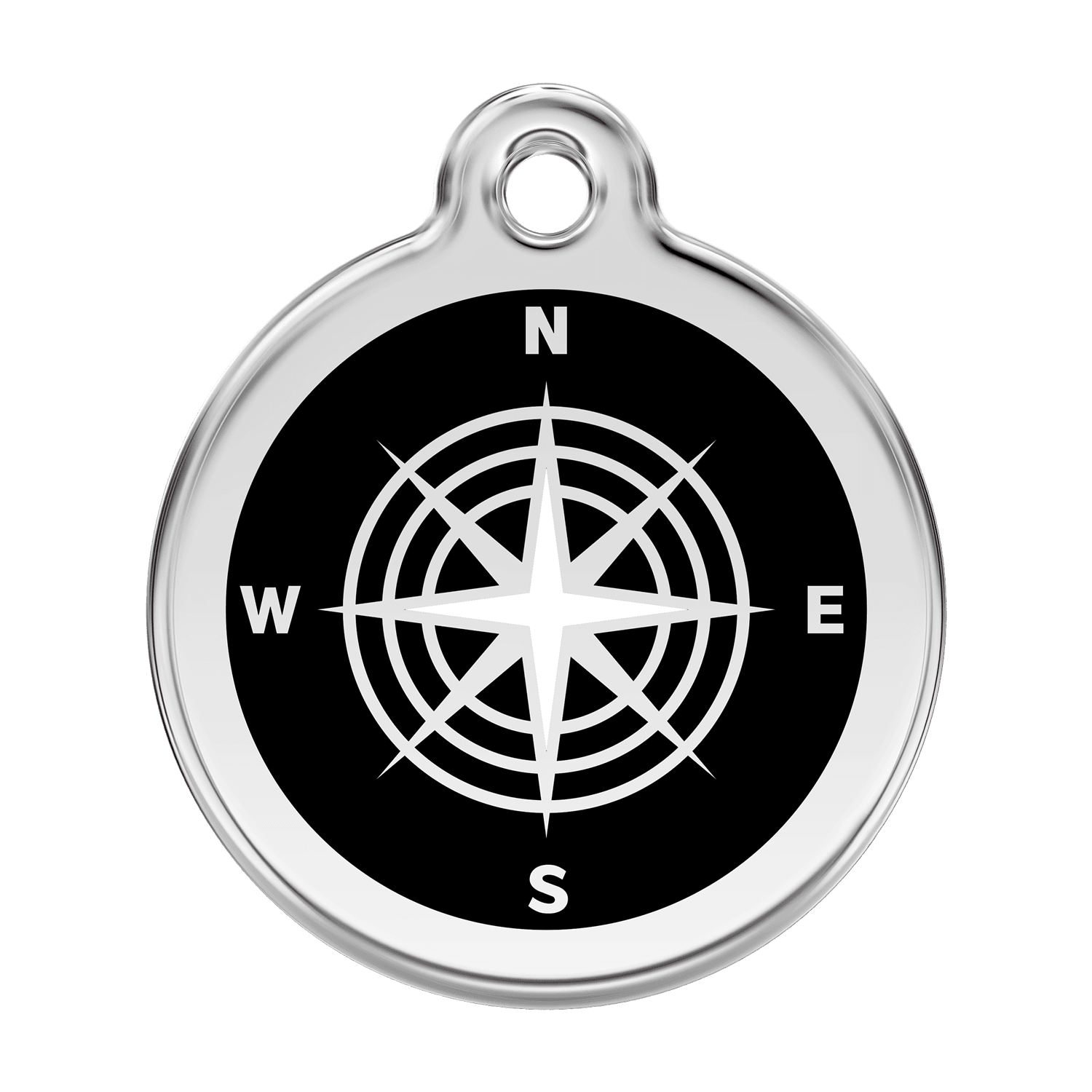  Red Dingo Stainless Steel Engraved Dog Tag Compass Black