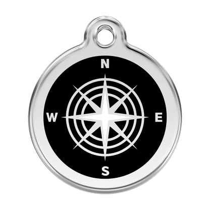  Red Dingo Stainless Steel Engraved Dog Tag Compass Black