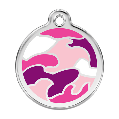  Red Dingo Stainless Steel Engraved Dog Tag Camouflage Pink