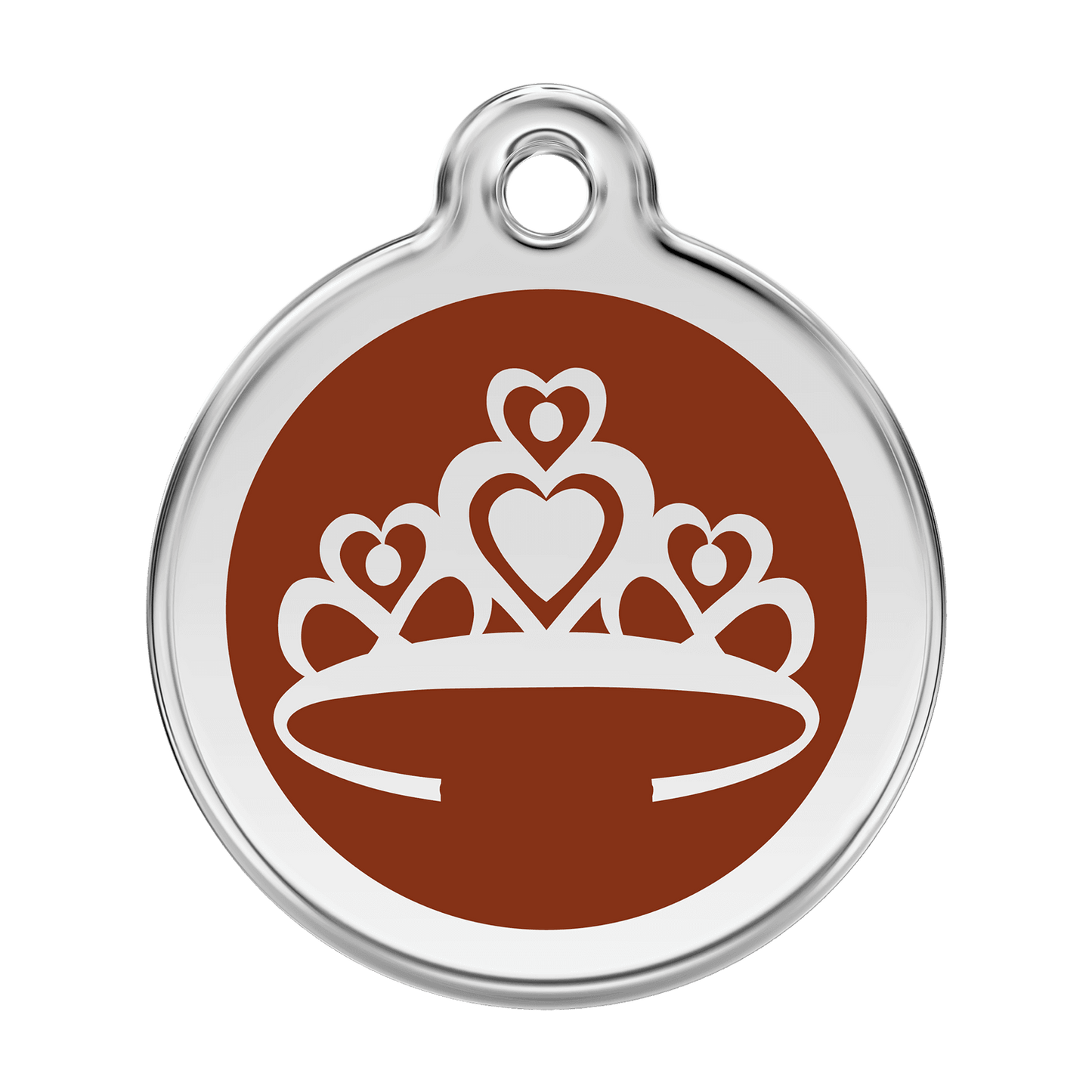  Red Dingo Stainless Steel Engraved Dog Tag Crown Brown