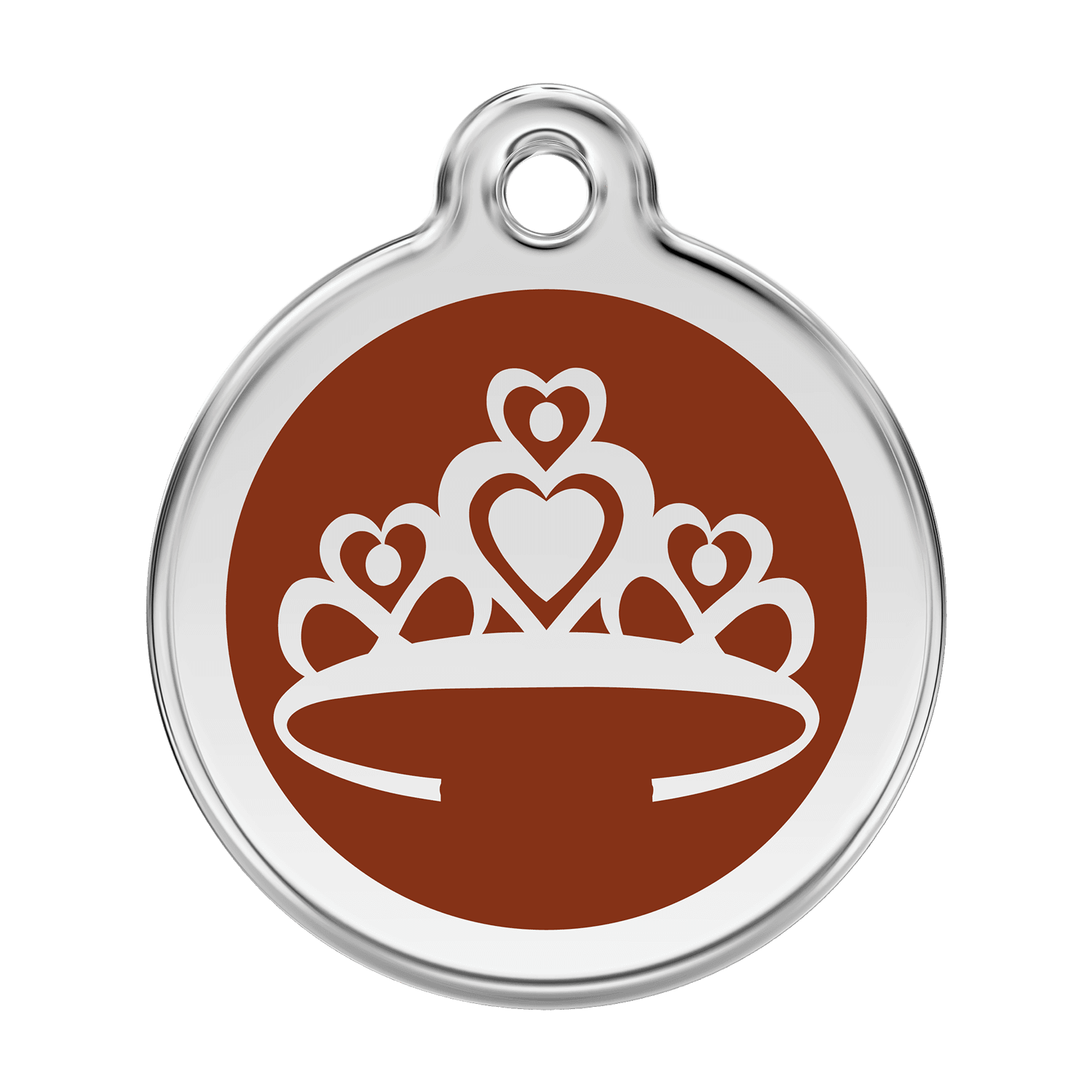  Red Dingo Stainless Steel Engraved Dog Tag Crown Brown