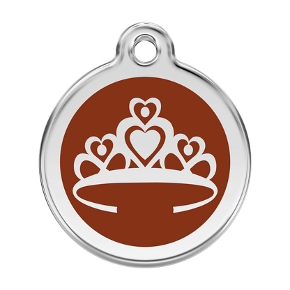  Red Dingo Stainless Steel Engraved Dog Tag Crown Brown