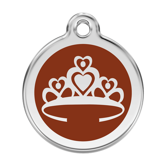  Red Dingo Stainless Steel Engraved Dog Tag Crown Brown