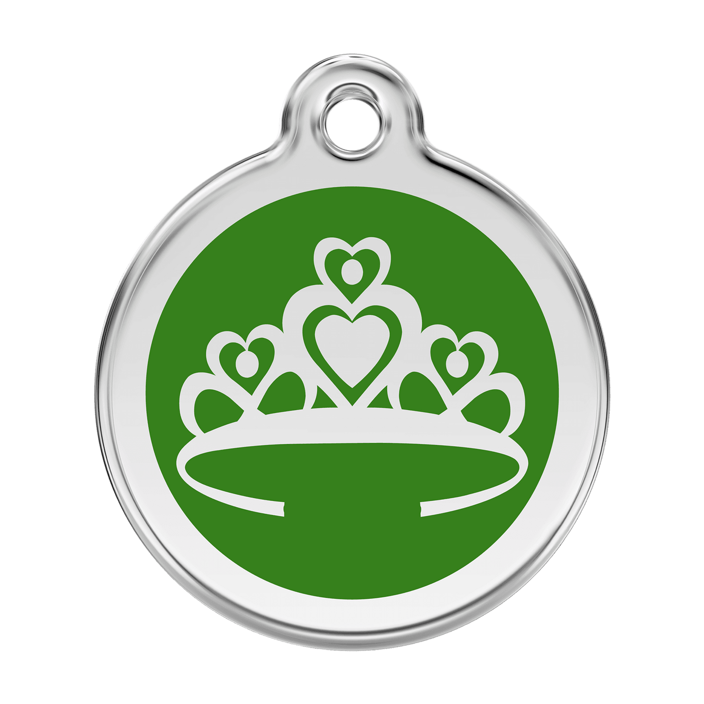  Red Dingo Stainless Steel Engraved Dog Tag Crown Green
