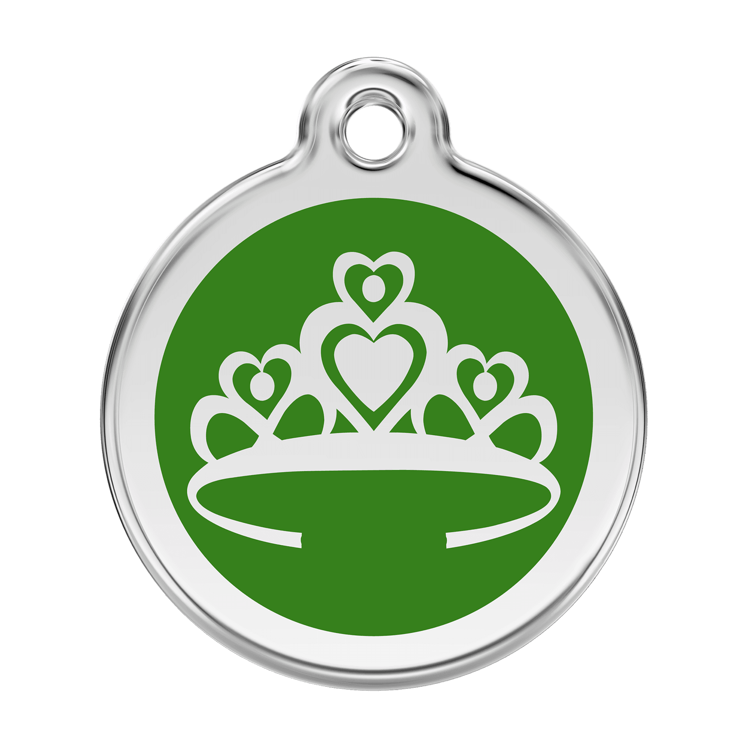  Red Dingo Stainless Steel Engraved Dog Tag Crown Green