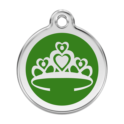  Red Dingo Stainless Steel Engraved Dog Tag Crown Green