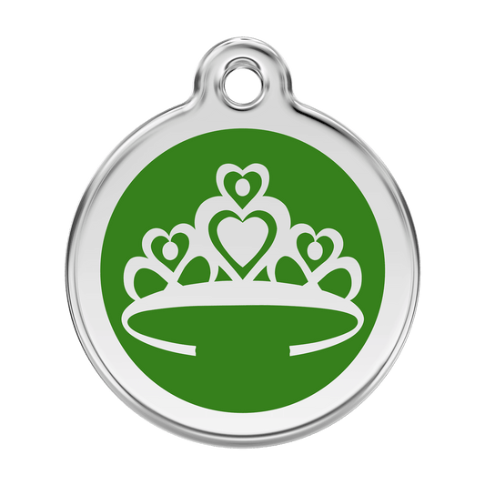  Red Dingo Stainless Steel Engraved Dog Tag Crown Green