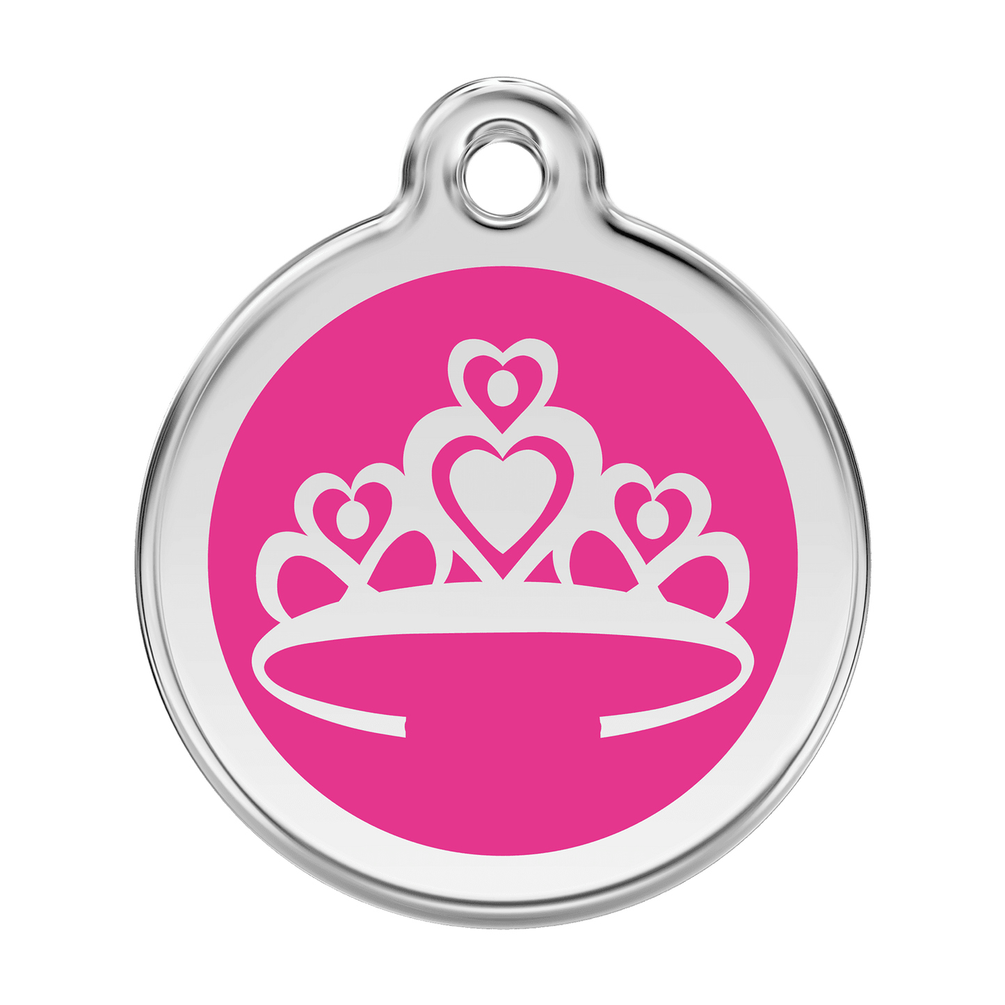  Red Dingo Stainless Steel Engraved Dog Tag Crown Hot Pink
