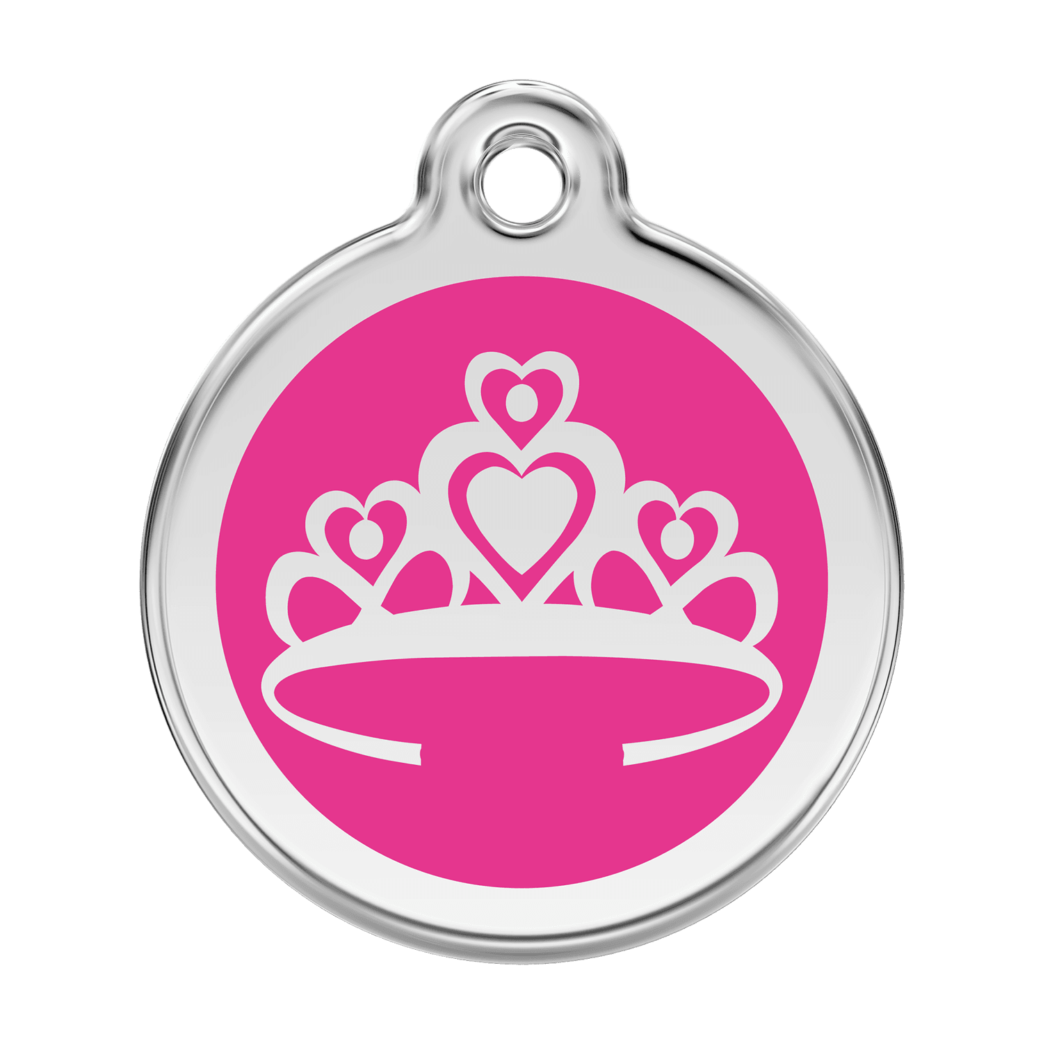  Red Dingo Stainless Steel Engraved Dog Tag Crown Hot Pink