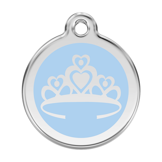  Red Dingo Stainless Steel Engraved Dog Tag Crown Light Blue