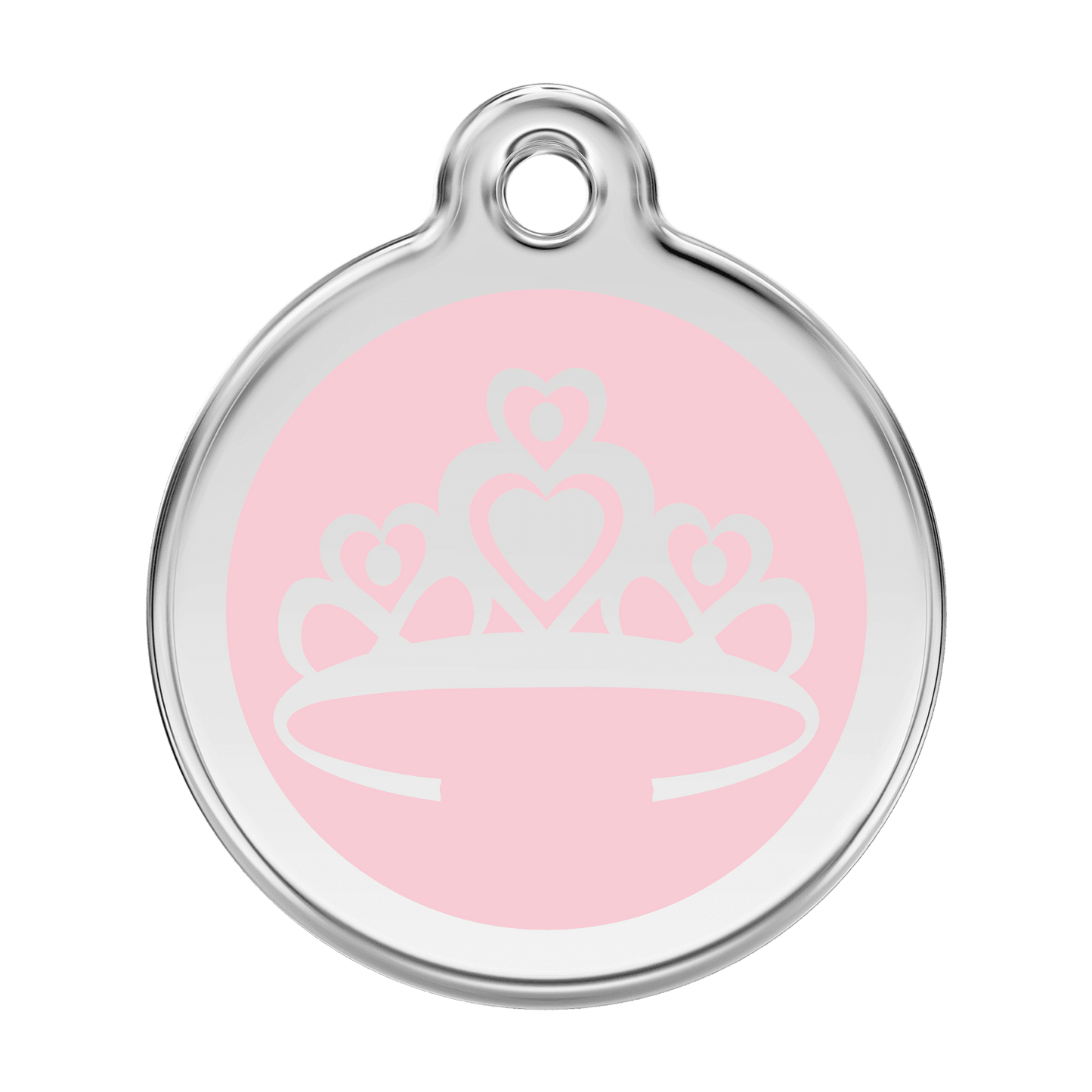  Red Dingo Stainless Steel Engraved Dog Tag Crown Pink
