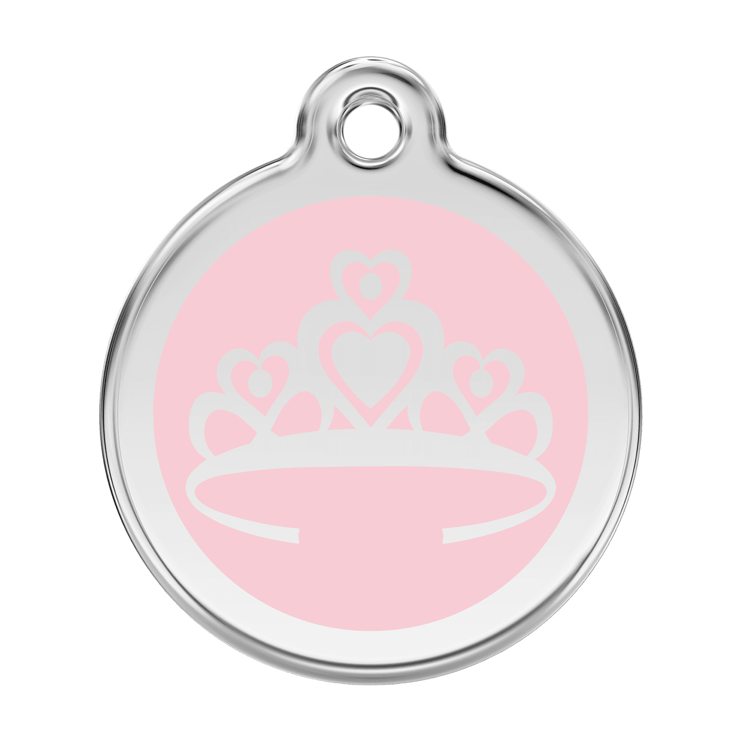  Red Dingo Stainless Steel Engraved Dog Tag Crown Pink
