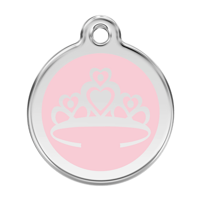  Red Dingo Stainless Steel Engraved Dog Tag Crown Pink