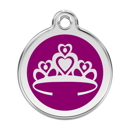  Red Dingo Stainless Steel Engraved Dog Tag Crown Purple