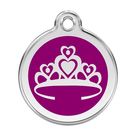  Red Dingo Stainless Steel Engraved Dog Tag Crown Purple