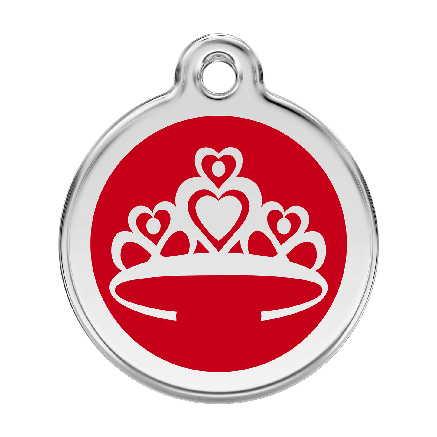  Red Dingo Stainless Steel Engraved Dog Tag Crown Red
