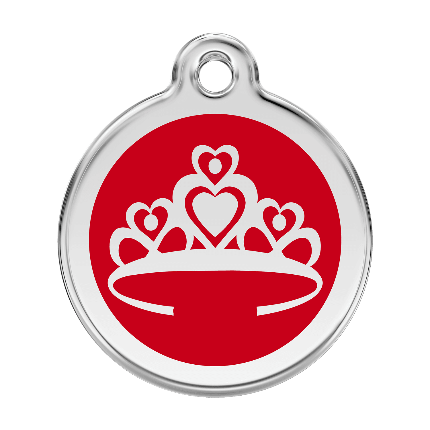  Red Dingo Stainless Steel Engraved Dog Tag Crown Red