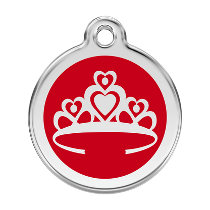  Red Dingo Stainless Steel Engraved Dog Tag Crown Red