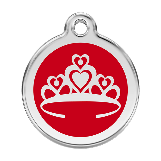  Red Dingo Stainless Steel Engraved Dog Tag Crown Red