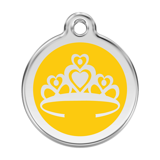  Red Dingo Stainless Steel Engraved Dog Tag Crown Yellow