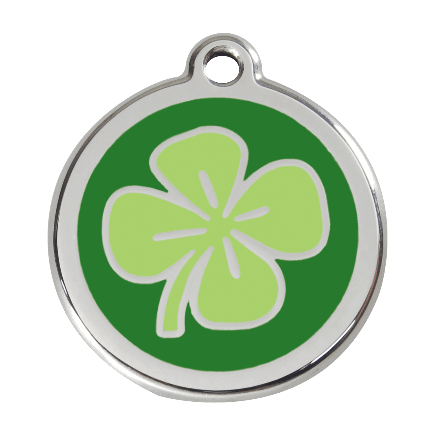  Red Dingo Stainless Steel Engraved Dog Tag Clover Green
