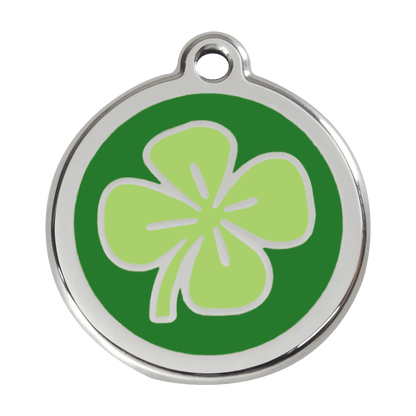  Red Dingo Stainless Steel Engraved Dog Tag Clover Green
