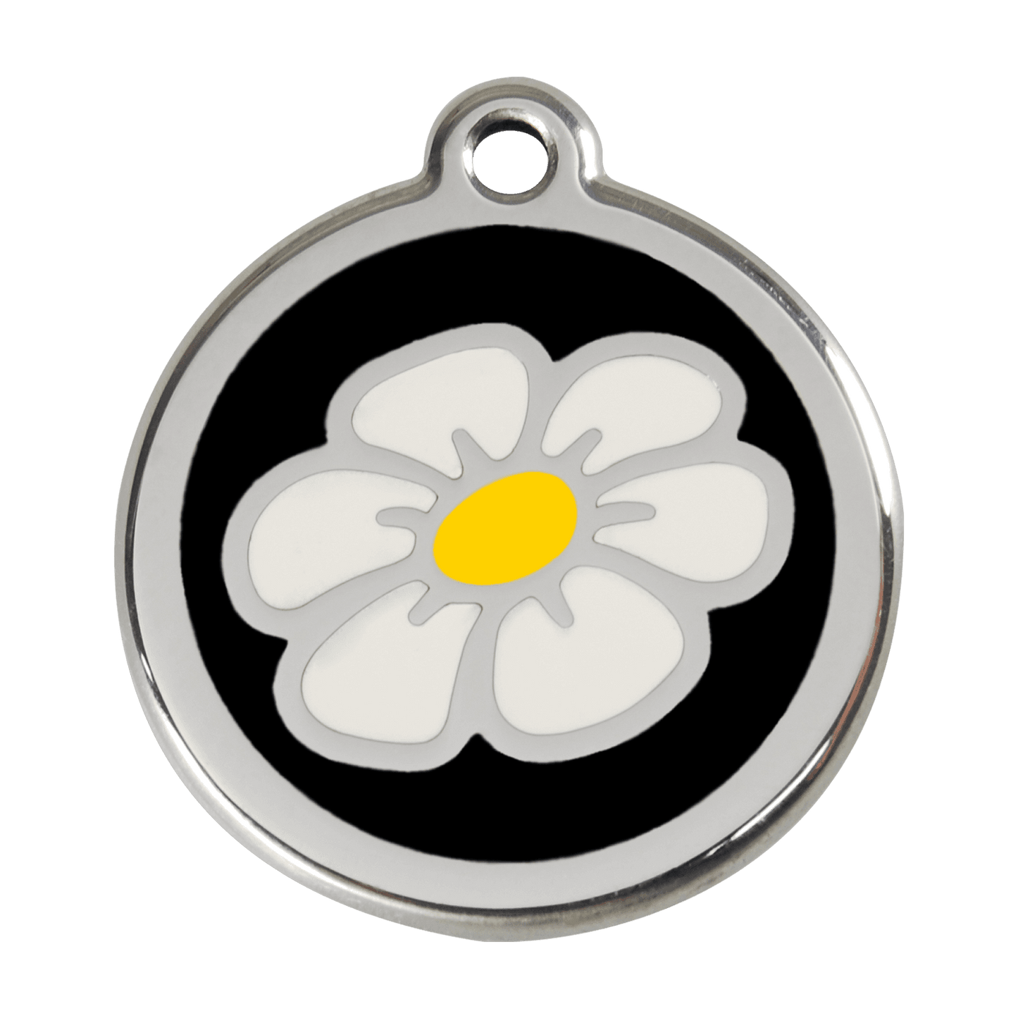  Red Dingo Stainless Steel Engraved Dog Tag Daisy Flower Black