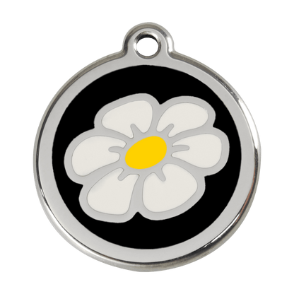  Red Dingo Stainless Steel Engraved Dog Tag Daisy Flower Black