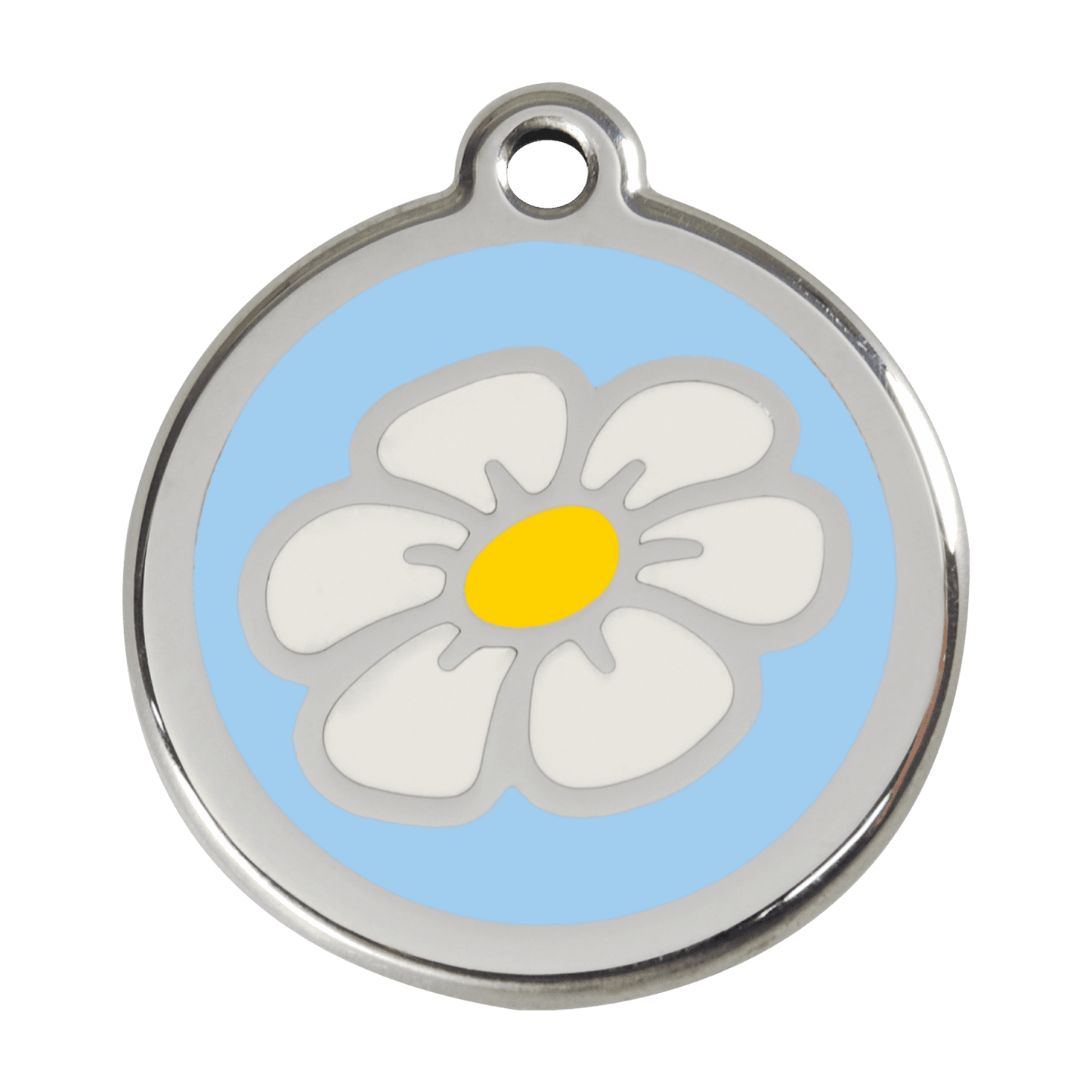  Red Dingo Stainless Steel Engraved Dog Tag Daisy Flower Light Blue
