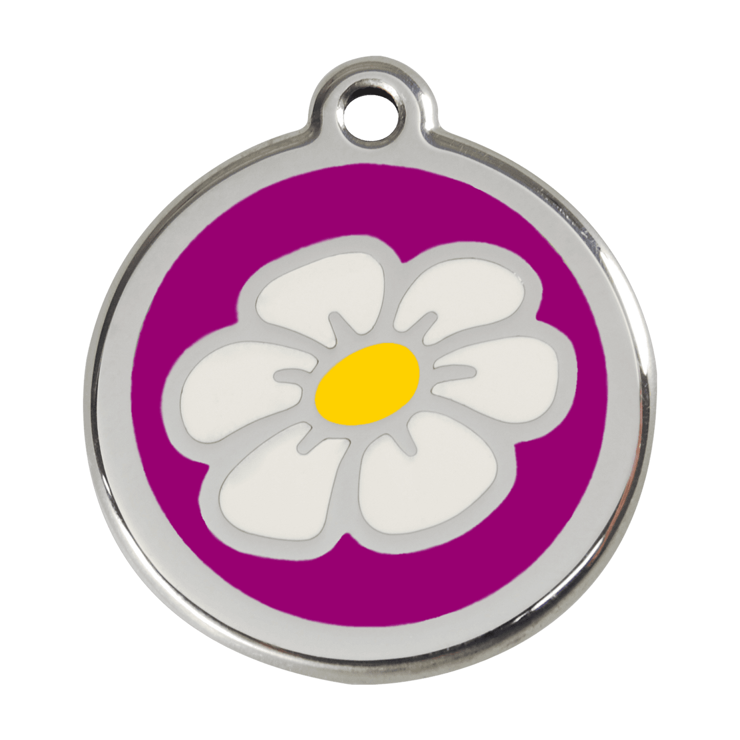  Red Dingo Stainless Steel Engraved Dog Tag Daisy Flower Purple