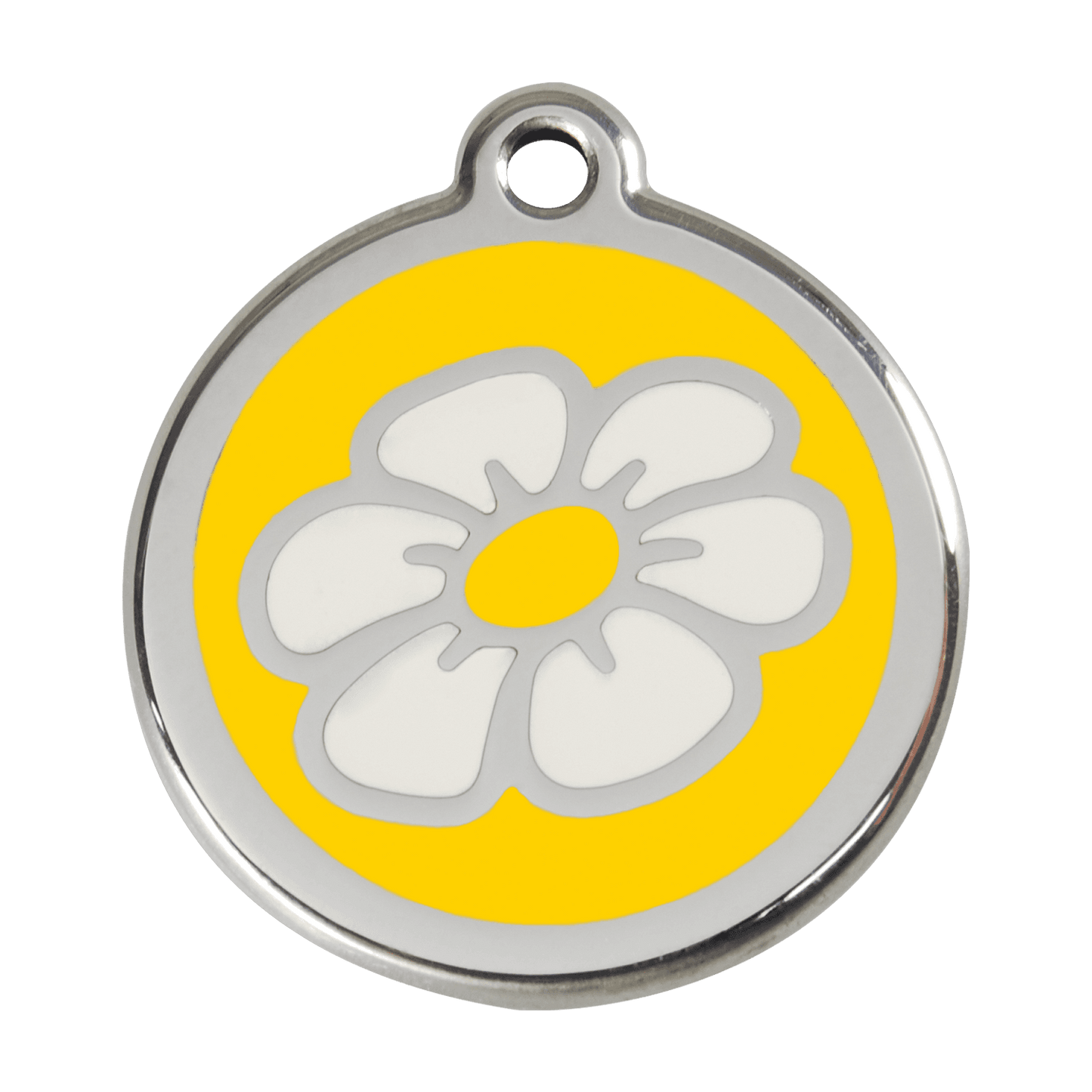  Red Dingo Stainless Steel Engraved Dog Tag Daisy Flower Yellow