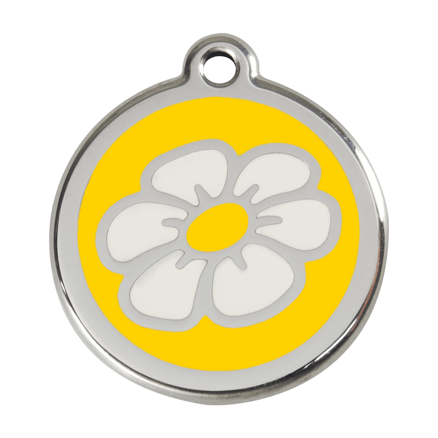  Red Dingo Stainless Steel Engraved Dog Tag Daisy Flower Yellow