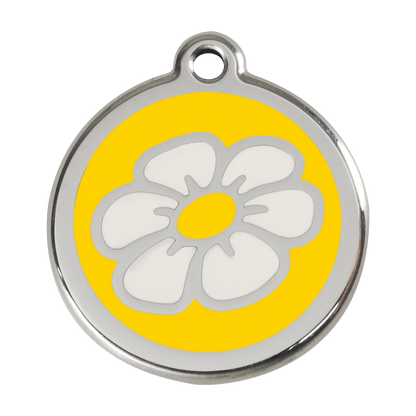  Red Dingo Stainless Steel Engraved Dog Tag Daisy Flower Yellow
