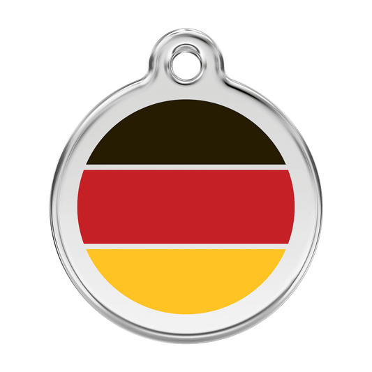  Red Dingo Stainless Steel Engraved Dog Tag German Flag Red