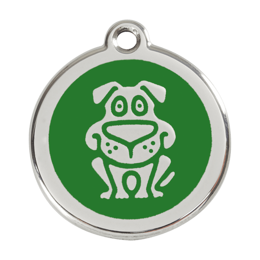  Red Dingo Stainless Steel Engraved Dog Tag Dog Green