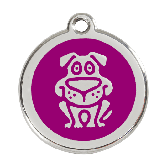  Red Dingo Stainless Steel Engraved Dog Tag Dog Purple