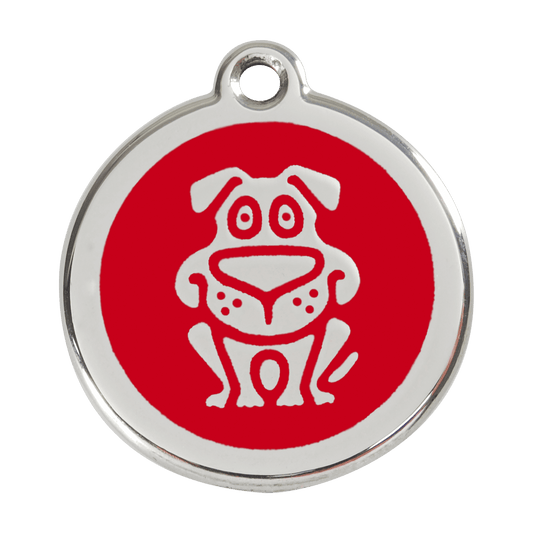  Red Dingo Stainless Steel Engraved Dog Tag Dog Red