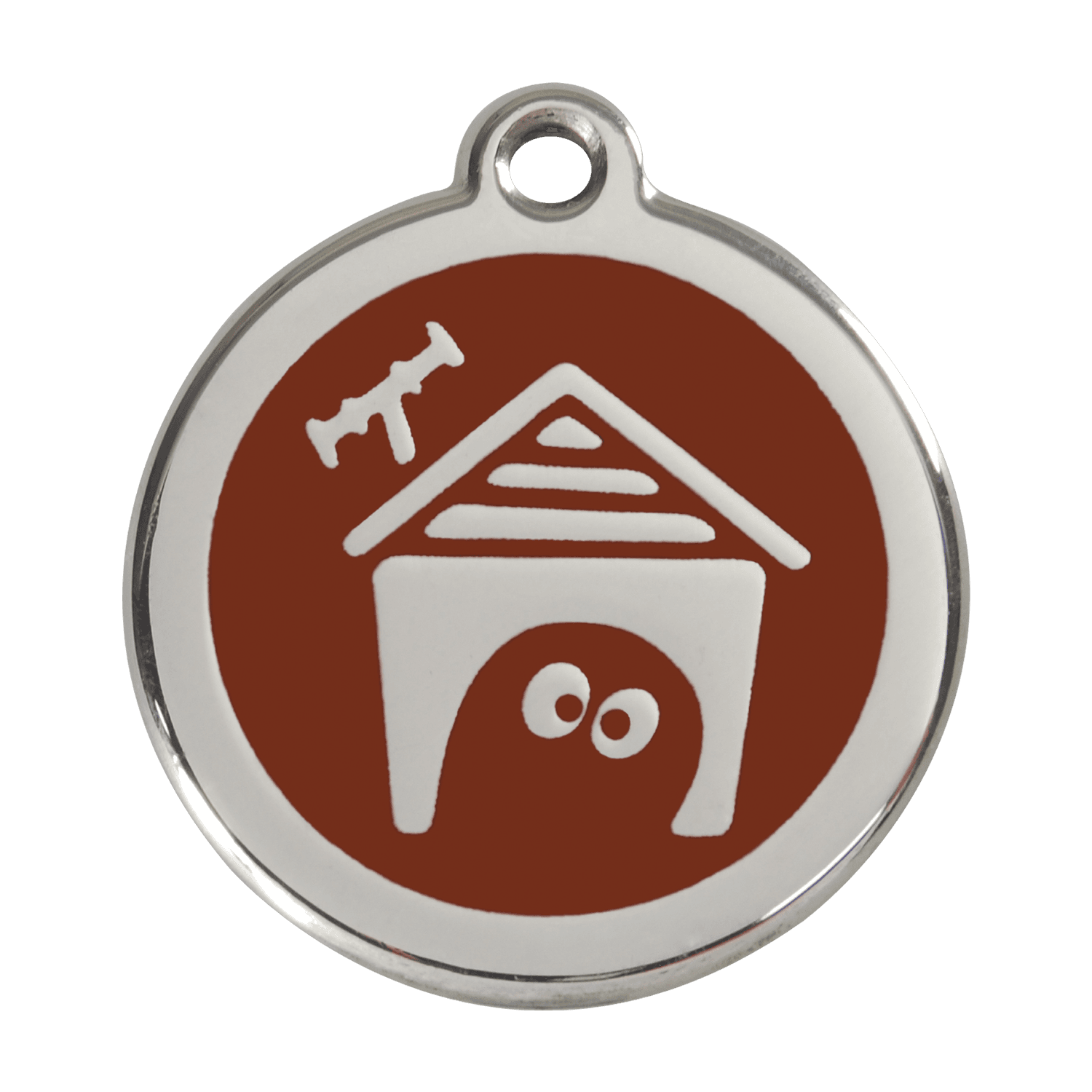  Red Dingo Stainless Steel Engraved Dog Tag Dog House Brown