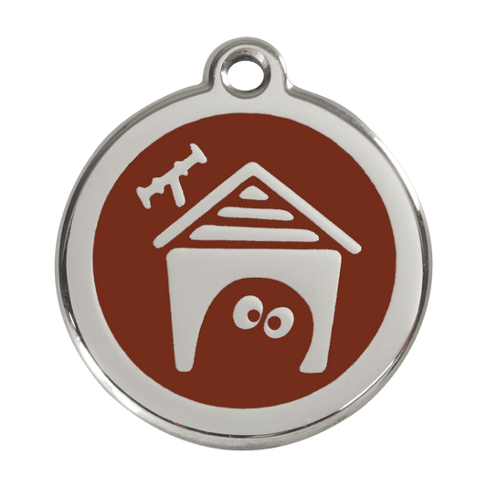  Red Dingo Stainless Steel Engraved Dog Tag Dog House Brown
