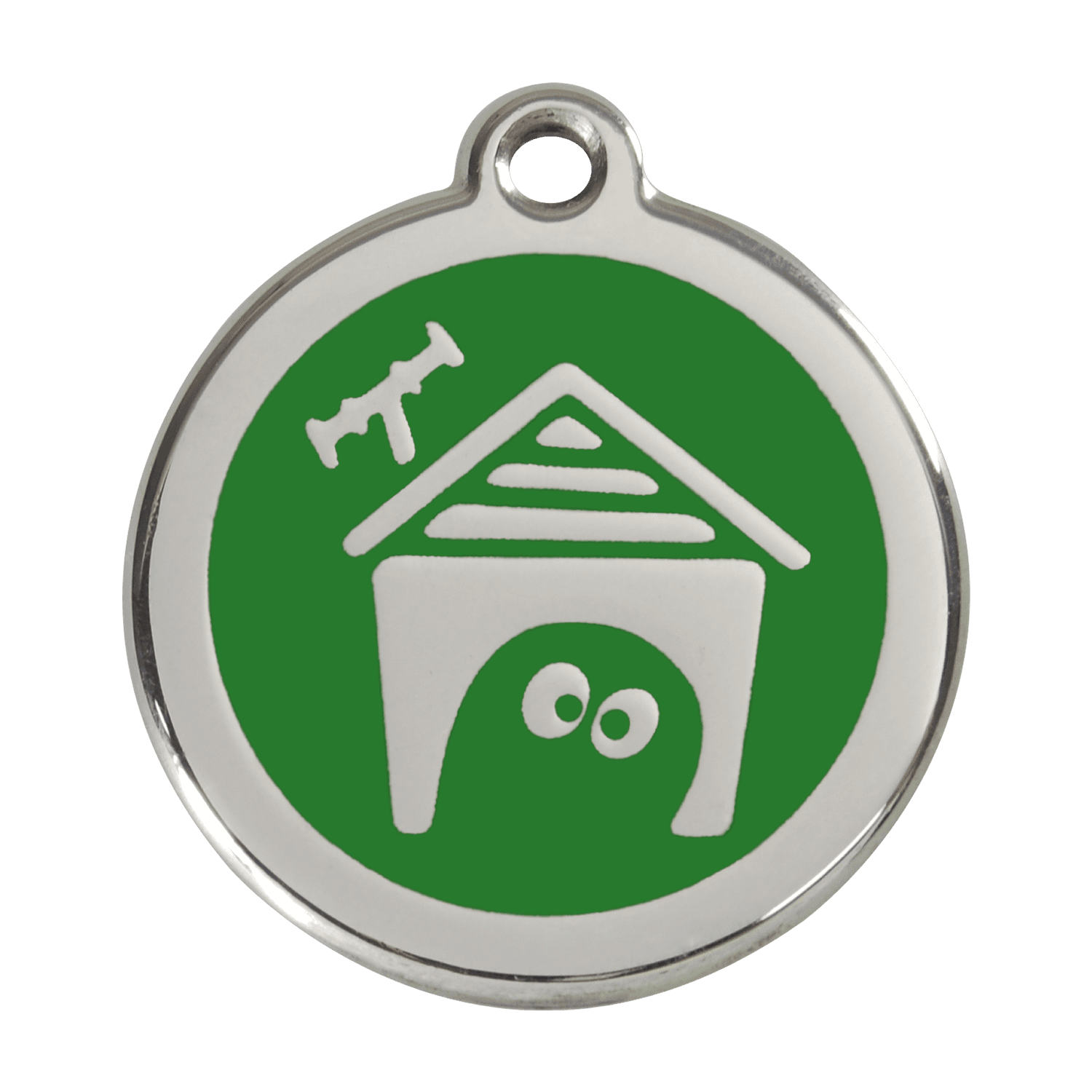  Red Dingo Stainless Steel Engraved Dog Tag Dog House Green