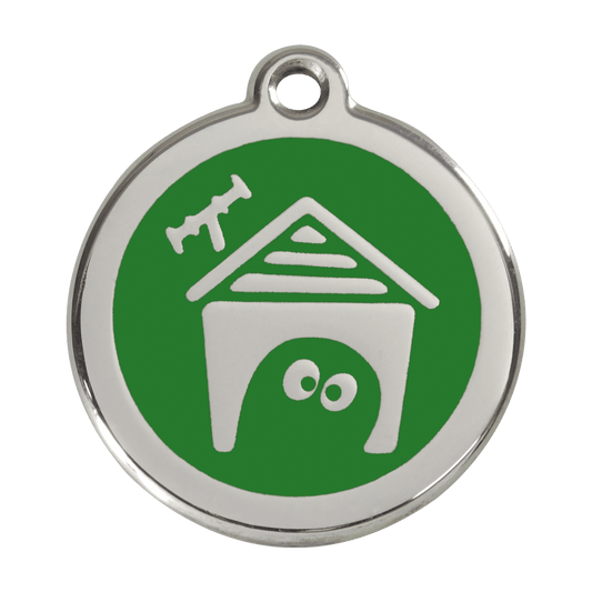  Red Dingo Stainless Steel Engraved Dog Tag Dog House Green