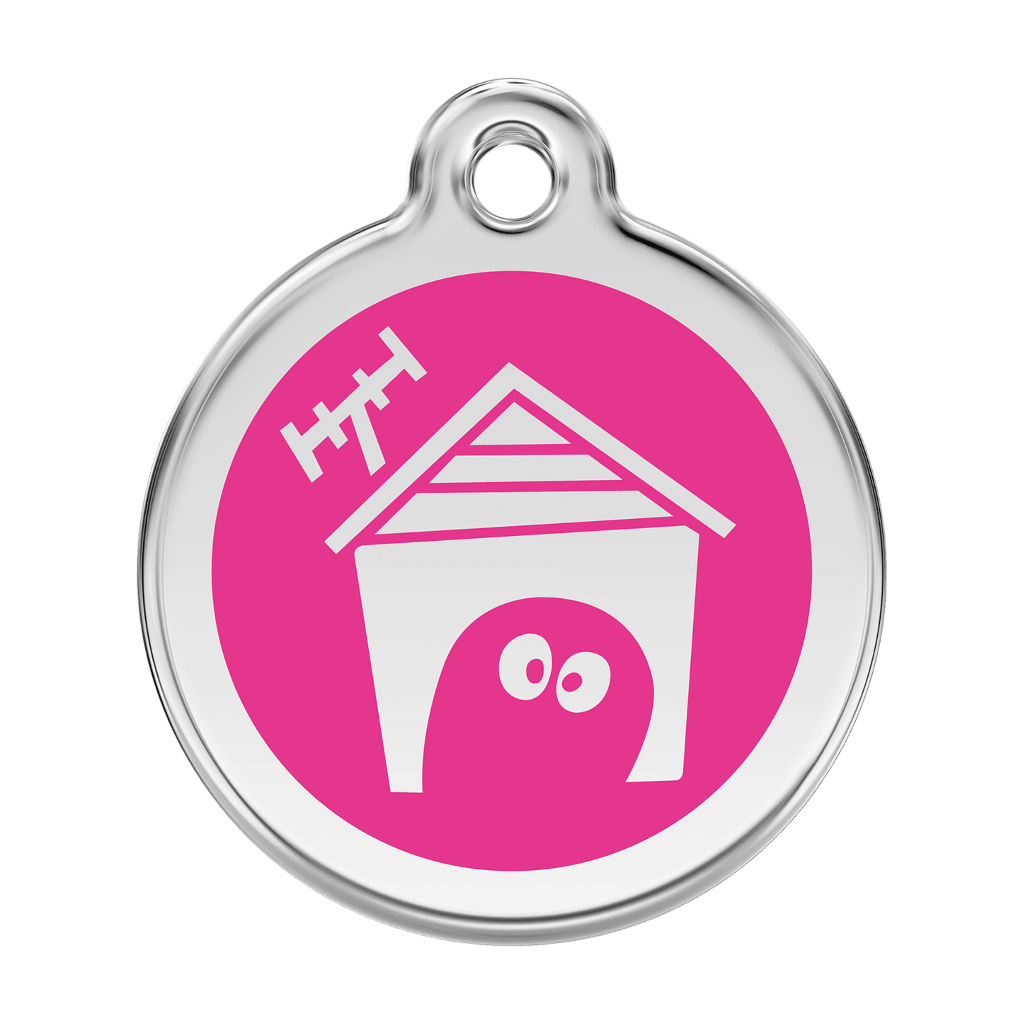  Red Dingo Stainless Steel Engraved Dog Tag Dog House Hot Pink