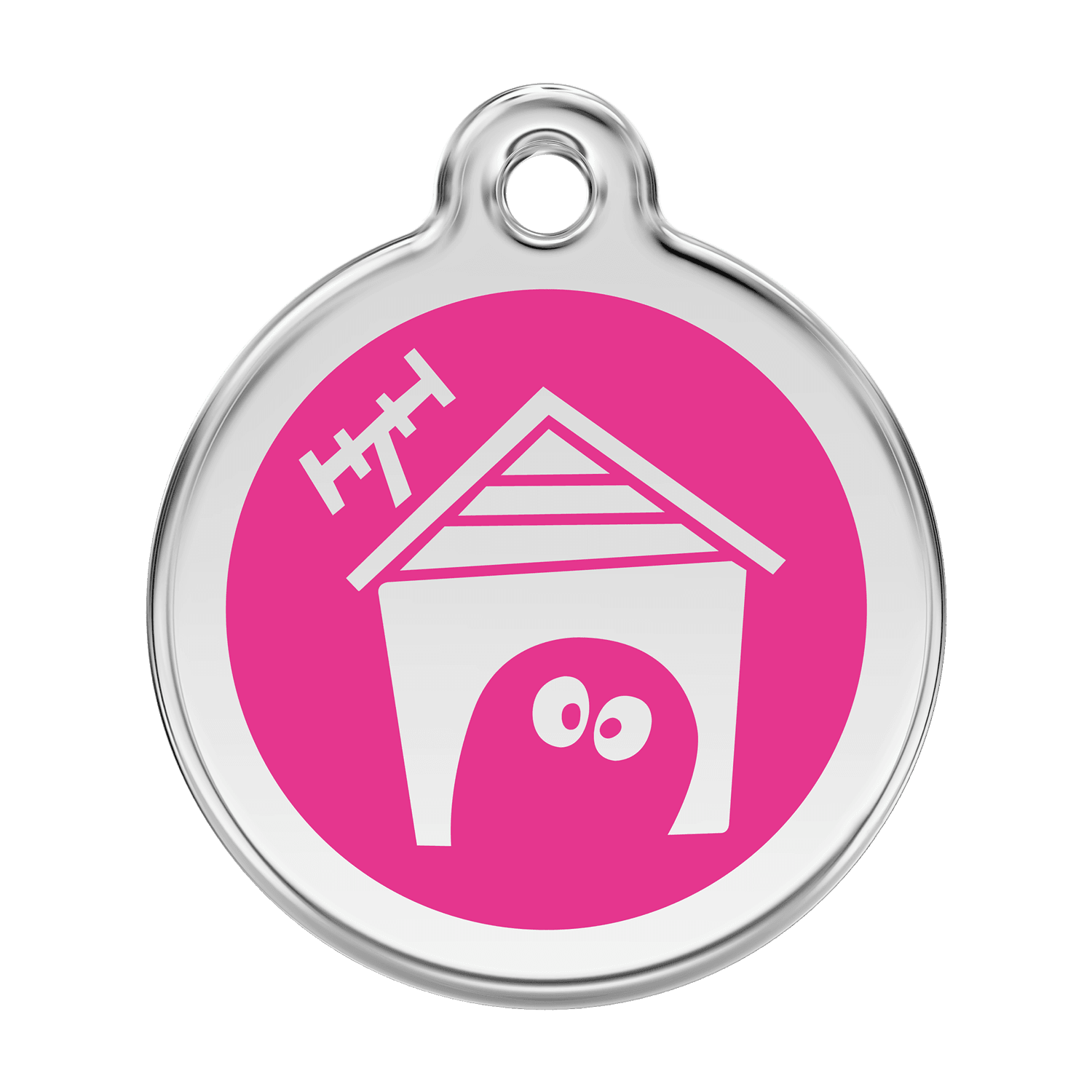  Red Dingo Stainless Steel Engraved Dog Tag Dog House Hot Pink
