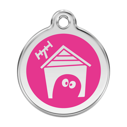  Red Dingo Stainless Steel Engraved Dog Tag Dog House Hot Pink