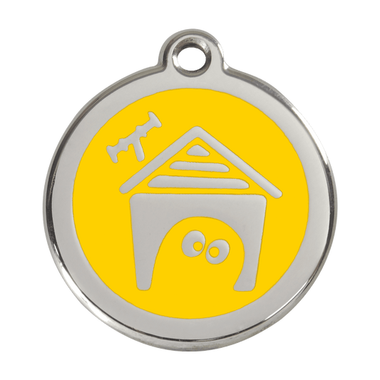  Red Dingo Stainless Steel Engraved Dog Tag Dog House Yellow