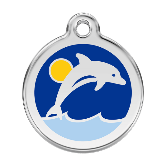  Red Dingo Stainless Steel Engraved Dog Tag Dolphin Navy